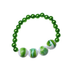 Beautiful handmade beaded bracelet isolated on white, top view