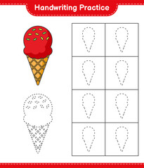 Handwriting practice. Tracing lines of Ice Cream. Educational children game, printable worksheet, vector illustration