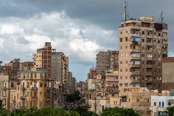 An apartment building in Africa in poor neighborhood.