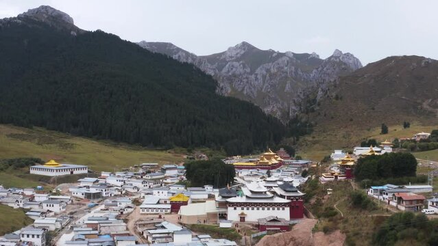 Aerial shot of Langmusi, Amdo Tibet, China.