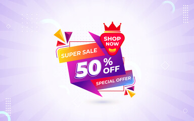 Fototapeta premium Supper sale offer banner with editable text effect