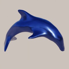 Ultramarine dolphin statuette 3D Render