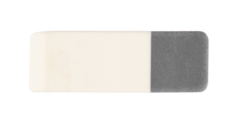 New double eraser isolated on white, top view. School stationery