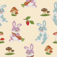 Seamless pattern with hares.
Vector illustration