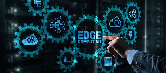 Fototapeta na wymiar Edge Computing Business Technology concept on virtual screen