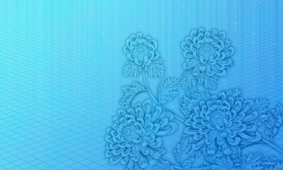 emotional background flower illustration chrysanthemum blue rainy 감성배경 고화질 국화