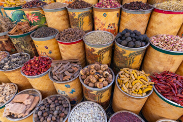 Dubai Spice Souk. Traditional bazaar in Dubai, United Arab Emirates (UAE) Selling a variety of...