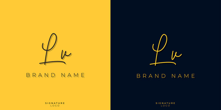 Minimal line art letters LV Signature logo. It will be used for Personal brand or other company.