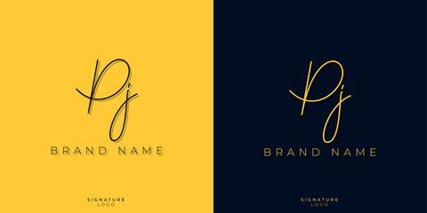 Minimal line art letters PJ Signature logo. It will be used for Personal brand or other company.