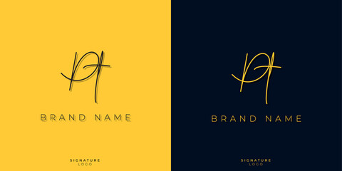 Minimal line art letters PT Signature logo. It will be used for Personal brand or other company.