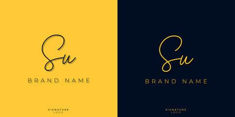 Minimal line art letters SU Signature logo. It will be used for Personal brand or other company.