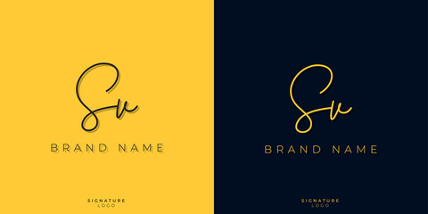 Minimal line art letters SV Signature logo. It will be used for Personal brand or other company.