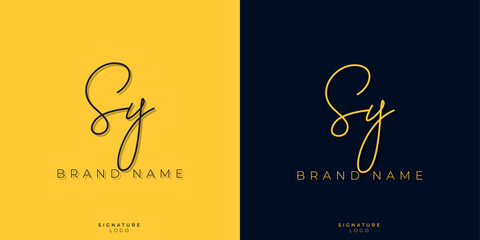 Minimal line art letters SY Signature logo. It will be used for Personal brand or other company.