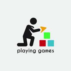 simple people playing games icon