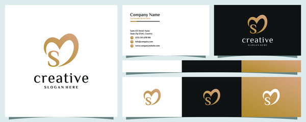 Luxury creative heart letter s logo design template