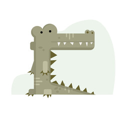 Crocodile vector illustration in flat geometric cartoon style.