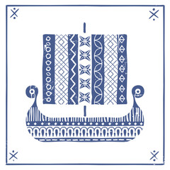 ship scandinavian folk vector illustration