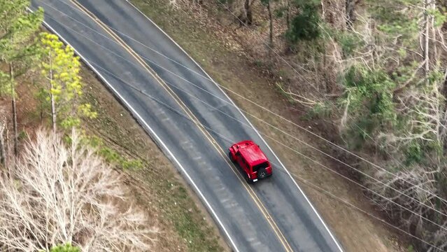 Close up Tight Shot of a Jeep On a Rural Highway