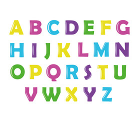 English alphabet. Alphabet for learning English. Bright colorful memorable letters