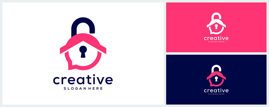 Home security logo design template