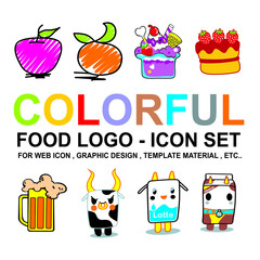 colorful food logo icon set vector