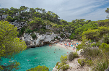 Fototapeta premium Views of Cala Macarelleta, in the municipality of Ciutadella de Menorca, Menorca, Spain