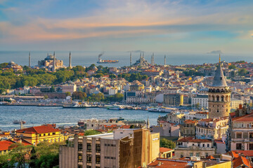 Downtown Istanbul city skyline cityscape of Turkey