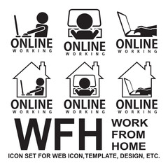work from home icon set bundle vector