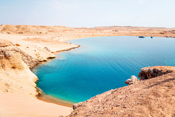 blue sea pool in the desert. Ras Mohammed National Park. Egypt.