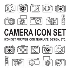 camera icon set bundle vector