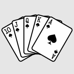Royal flush. Poker hand. Vector illustration