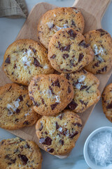 Cozy warm chocolate chip cookies freshly baked