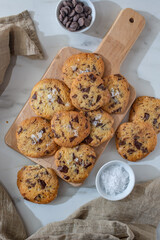 Cozy warm chocolate chip cookies freshly baked