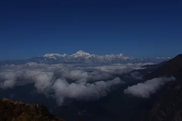Crédence de cuisine en verre imprimé K2 nuages sur les montagnes, vue de K2