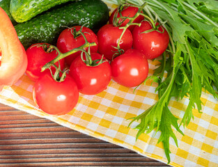 Fresh vegetables tomatoes and green salad vegetable diet.
