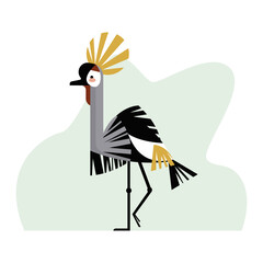 Black crowned crane vector illustration
