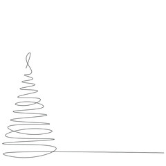 Christmas tree line draw vector illustration