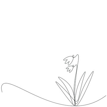 Snowdrop flowers silhouette line drawing vector illustration