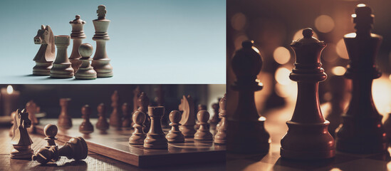 Professional chess game image collage