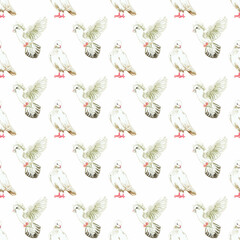 Watercolor digital paper with white doves. Great for print, web, textile design, scrapbooking, gift items.