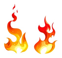 Fire and flames, explosion or blazing icon vector