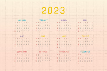 2023 calendar with multicolor cute childish design