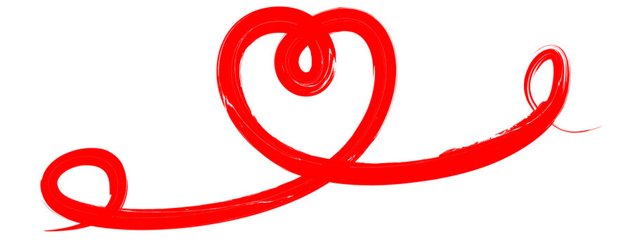 One line love  heart symbol. Brush stroke. Vector illustration.