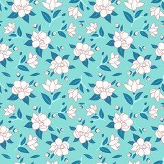 Japanese Sweet Magnolia Vector Seamless Pattern