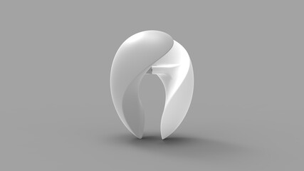 3D rendering of a abstract round flowing model shape isolated on empty space background. Computer generated flow model.