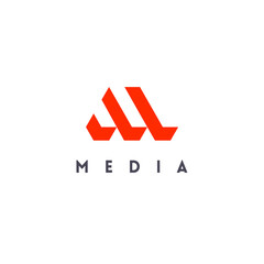 Vector logo design template for business. Media symbol. Letter M.