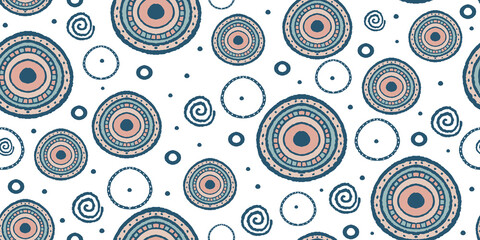 Naklejka premium Set of tribal style hand drawn circle symbol patterns. Good for textiles, paper, wallpaper, headbands and web pages. Vector illustration. Abstract geometric print art.