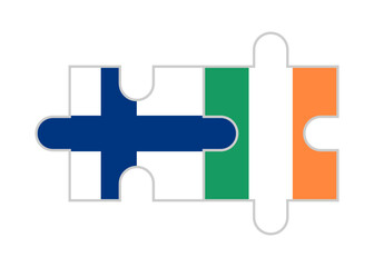 Obraz premium puzzle pieces of finland and ireland flags. vector illustration isolated on white background