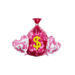 3d rendering Money sack with love 
