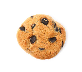 Delicious chocolate chip cookie isolated on white